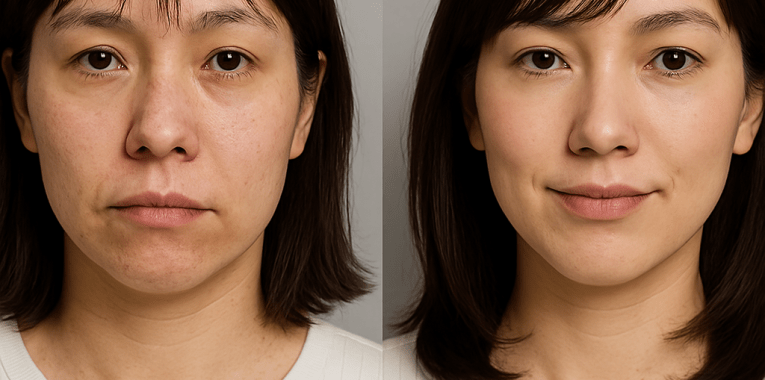 メイクをして印象がアップした30代女性の顔